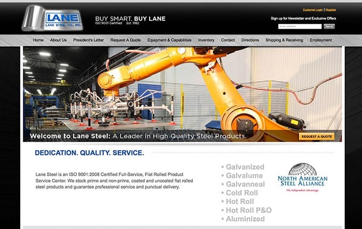 pittsburgh-web-design-lane-steel-co Lane Steel Co Website Design