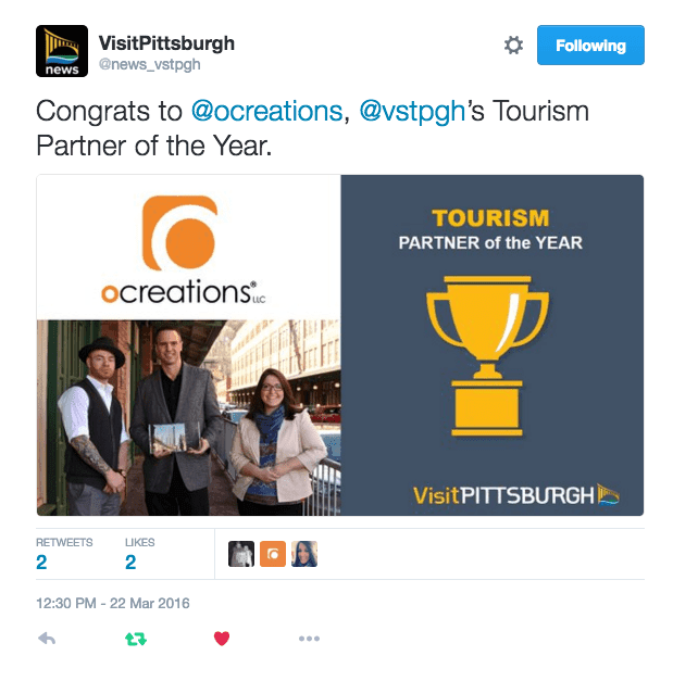 Prizum Creative-visit-pittsburgh-award-2016-tweet