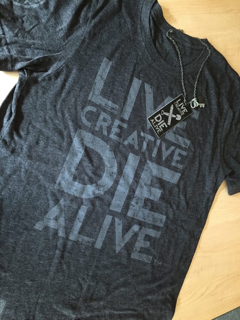 live creative die alive tags on shirts