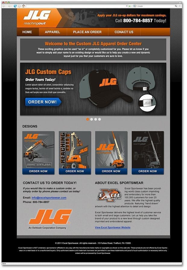 jlg apparel website design website programming pittsburgh